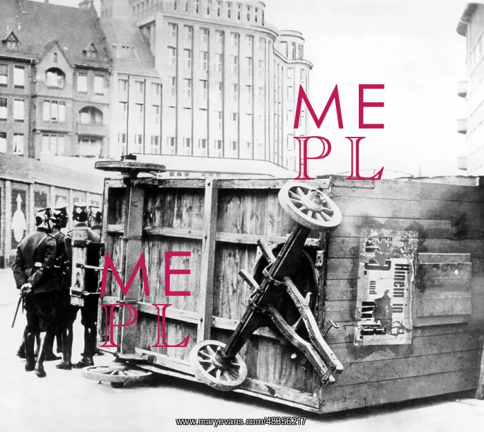 : Street barricade, 1929 : Street barricade, 1929