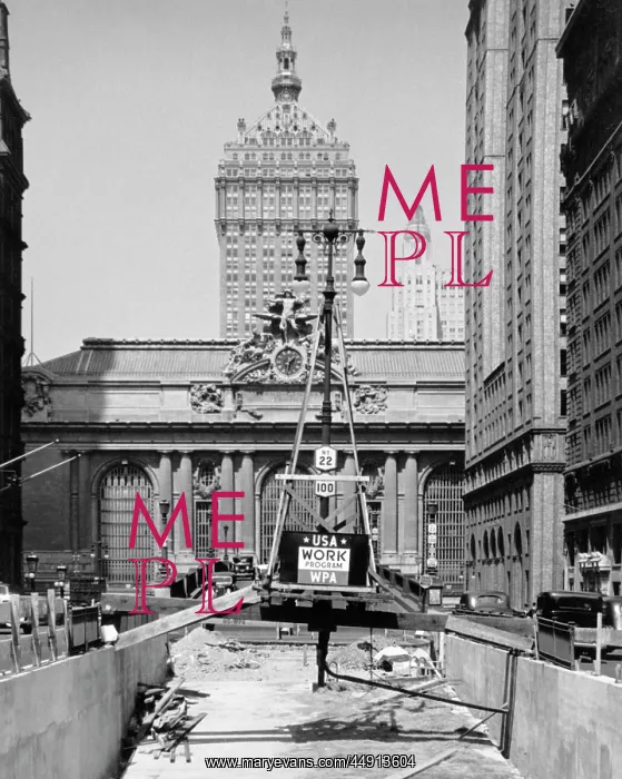 : Street Construction in Front of Grand Central Station with : Street Construction in Front of Grand Central Station with