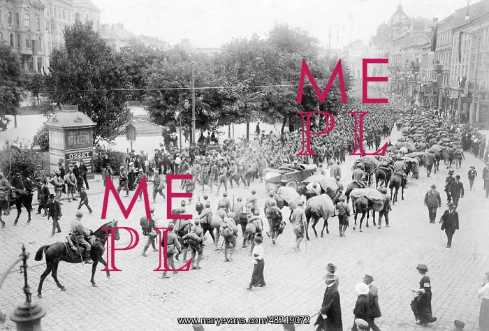 : A street in reconquered Lemberg, 1915 : A street in reconquered Lemberg, 1915