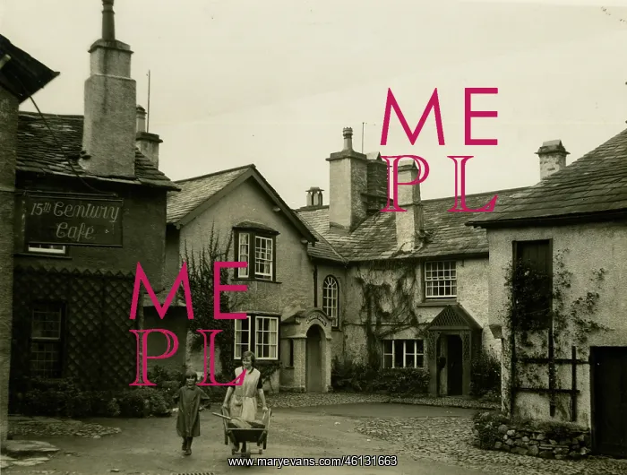 : Street scene in Hawkshead, Cumberland, Cumbria : Street scene in Hawkshead, Cumberland, Cumbria