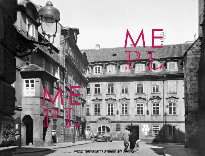 : Street scene in Prague, 1936 : Street scene in Prague, 1936