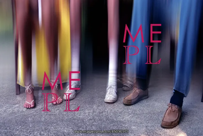 : Stretched Distorted Long Legs of Three People : Stretched Distorted Long Legs of Three People