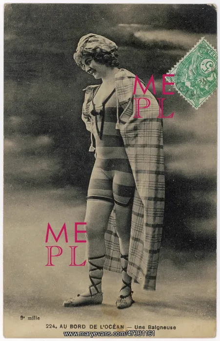 : Striped Bathing Costume : Striped Bathing Costume