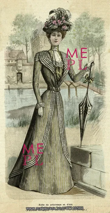 : Striped Dress 1899 : Striped Dress 1899