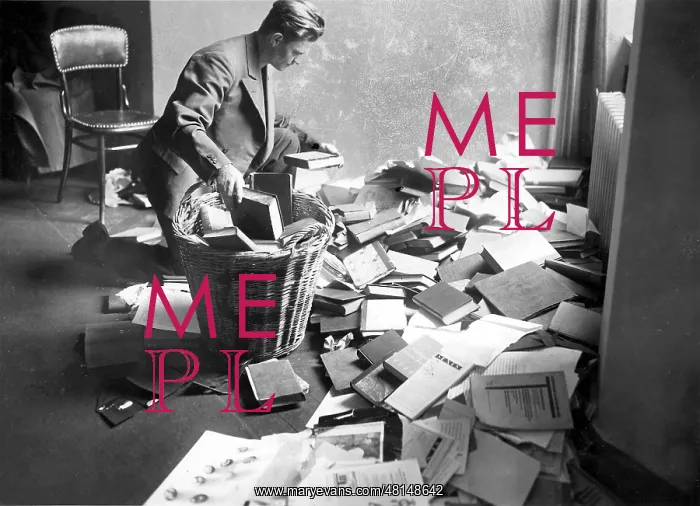 : Student while sorting out trashy literature, 1933 : Student while sorting out trashy literature, 1933