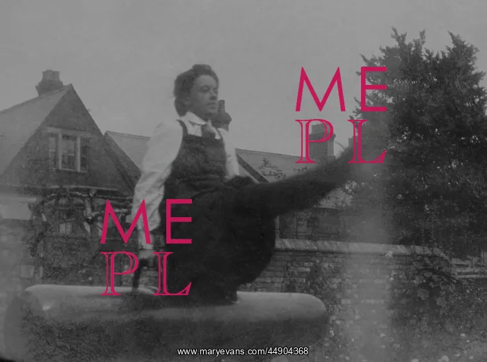 : Student on vaulting horse in garden : Student on vaulting horse in garden