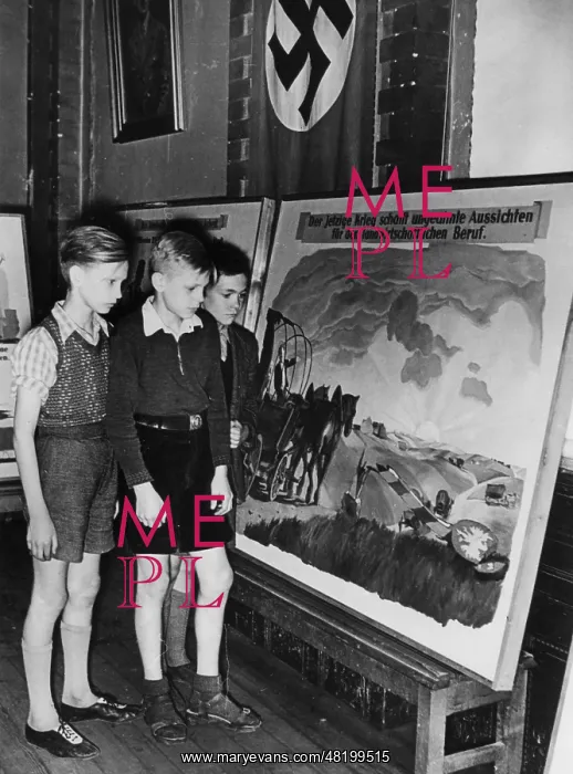 : Students at an exhibition, 1942 : Students at an exhibition, 1942