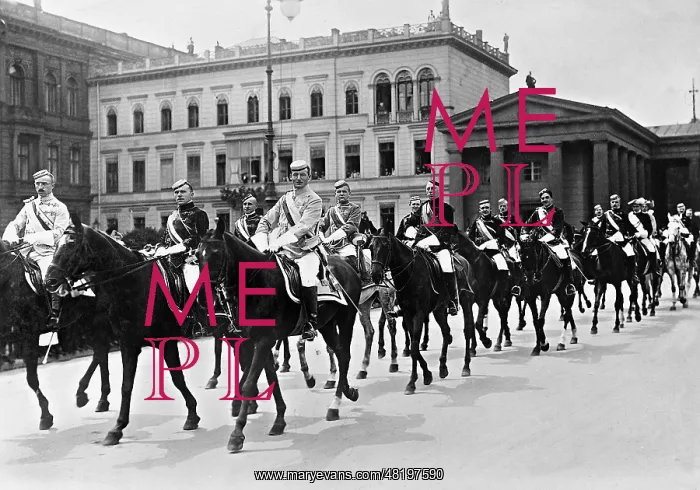 : Students on horseback at a parade, 1911 : Students on horseback at a parade, 1911