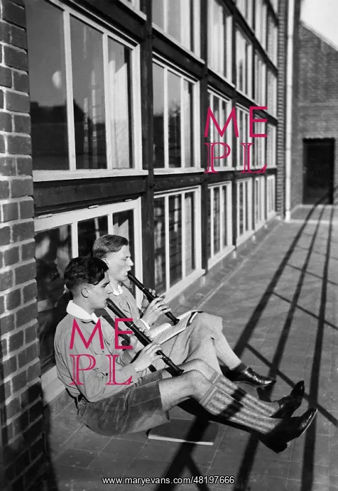 : Students play the recorder, 1932 : Students play the recorder, 1932