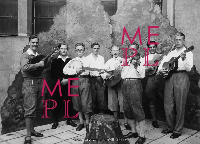 : Students as street musicians, 1930 : Students as street musicians, 1930