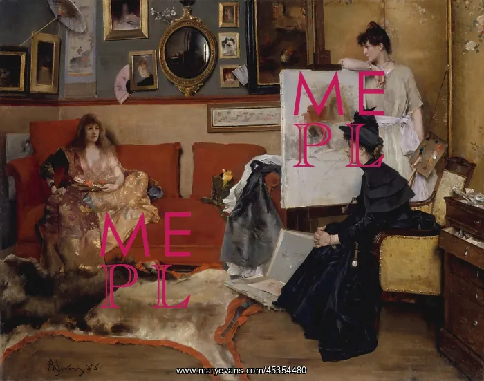 : IN THE STUDIO, by Alfred Stevens, 1888, Belgian : IN THE STUDIO, by Alfred Stevens, 1888, Belgian