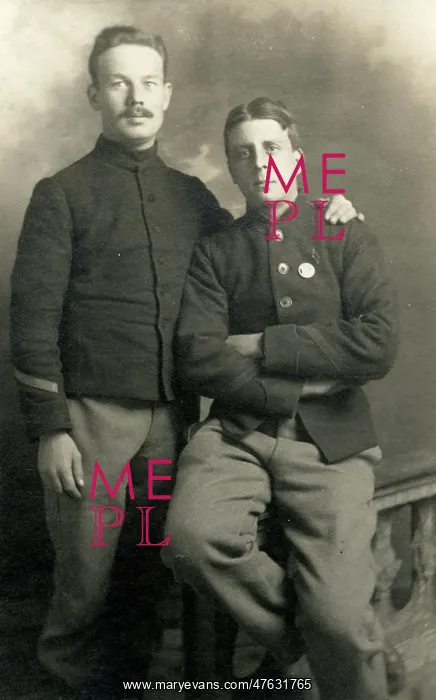 : Studio photograph of two Belgian NCOs : Studio photograph of two Belgian NCOs