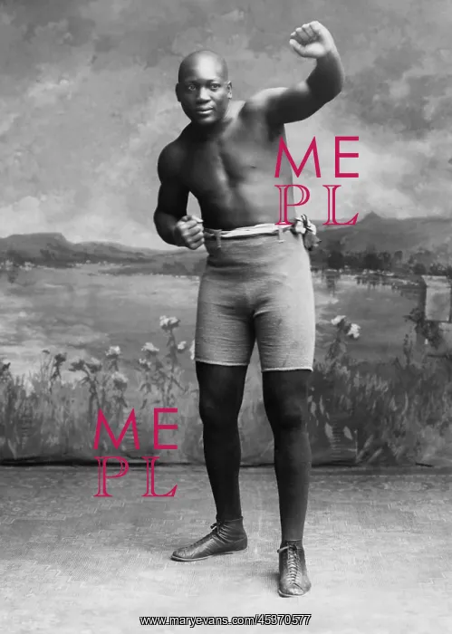 : Studio portrait of boxer Jack Johnson, with : Studio portrait of boxer Jack Johnson, with