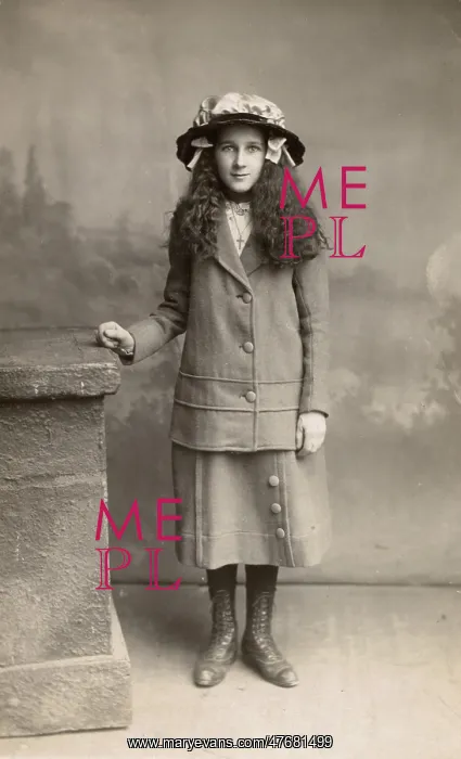 : Studio portrait, girl in suit and hat : Studio portrait, girl in suit and hat
