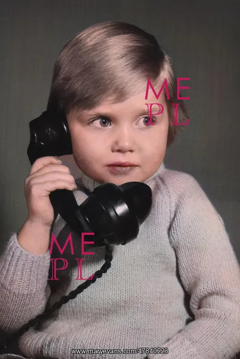 : Studio portrait, little boy on the phone : Studio portrait, little boy on the phone
