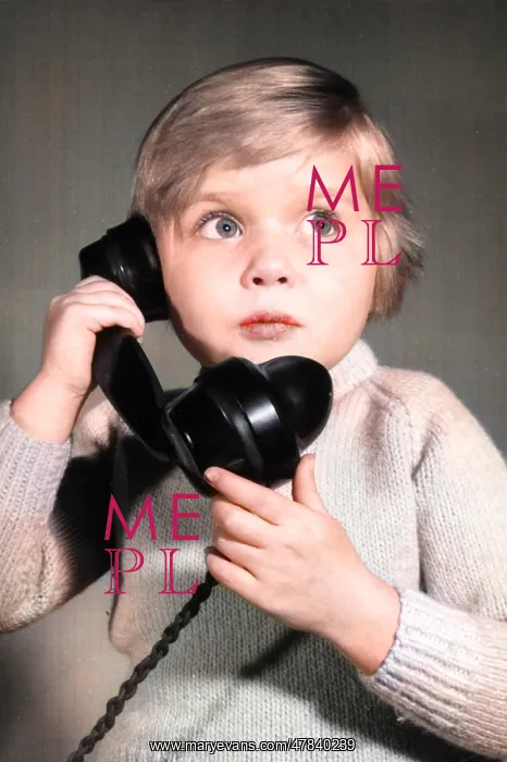: Studio portrait, little boy on the phone : Studio portrait, little boy on the phone