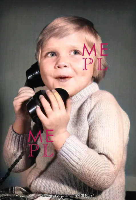 : Studio portrait, little boy on the phone : Studio portrait, little boy on the phone