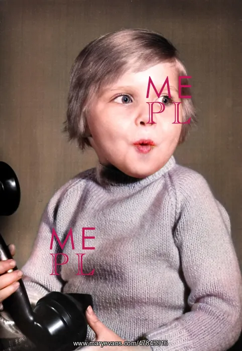 : Studio portrait, little boy on the phone : Studio portrait, little boy on the phone