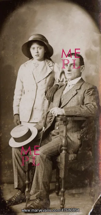 : Studio portrait, man and girl : Studio portrait, man and girl