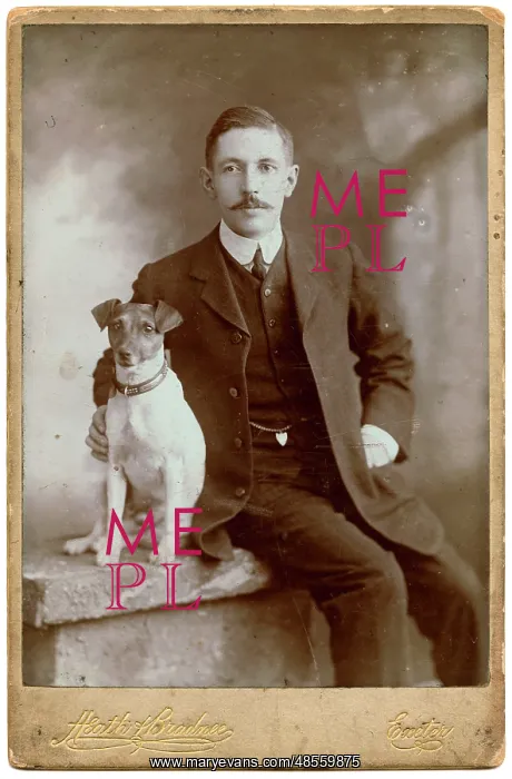  : Studio portrait, man with Jack Russell terrier dog