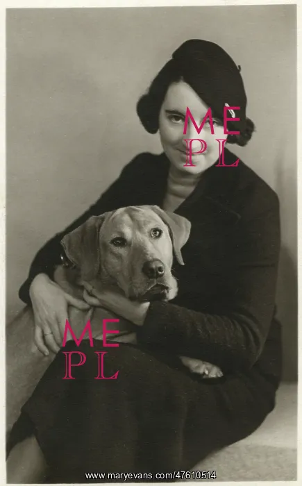 : Studio portrait, woman with dog : Studio portrait, woman with dog