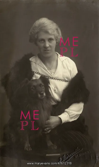 : Studio portrait, woman with dog : Studio portrait, woman with dog