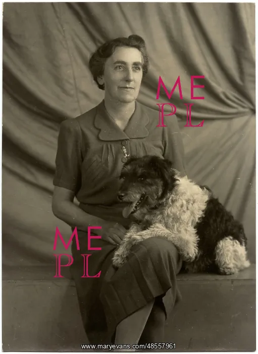  : Studio portrait, woman with dog