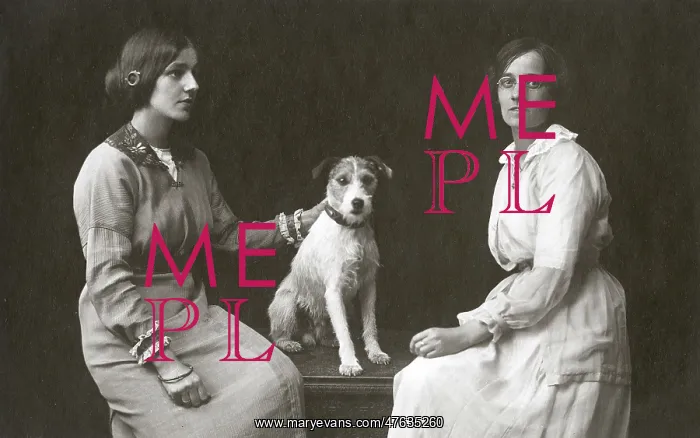  : Studio portrait, two women with dog