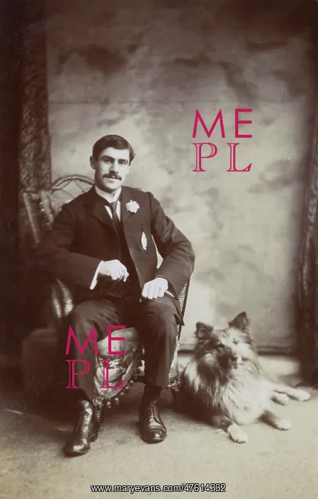  : Studio portrait, young man with his dog
