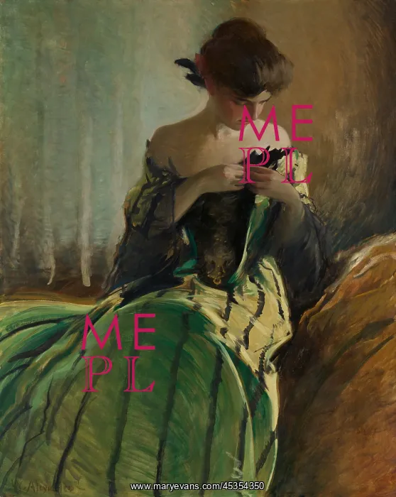 : STUDY IN BLACK AND GREEN, by John White Alexander : STUDY IN BLACK AND GREEN, by John White Alexander