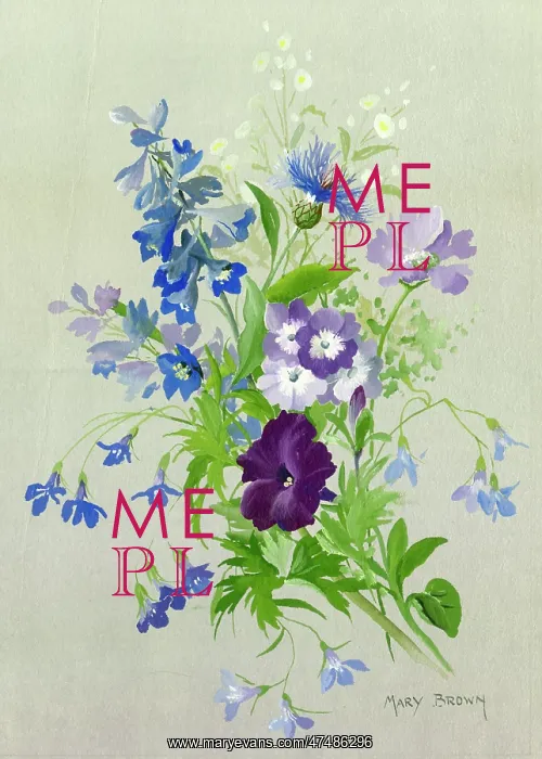  : Study in blue with petunia, cornflower, larkspur etc