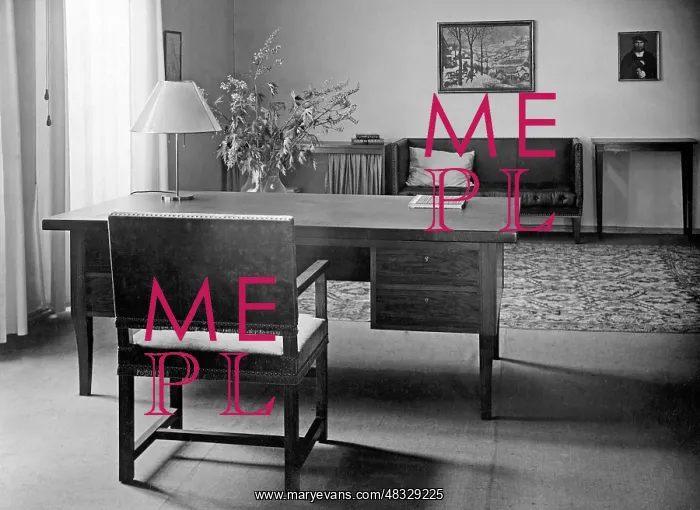 : Study with desk and chair (undated picture) : Study with desk and chair (undated picture)