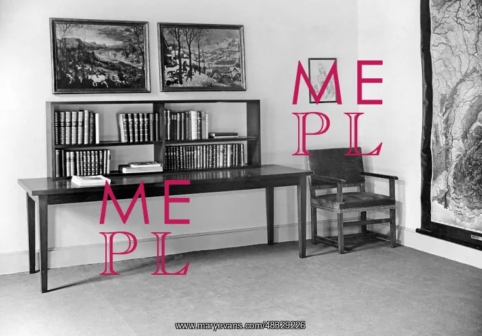 : Study with desk and chair (undated picture) : Study with desk and chair (undated picture)