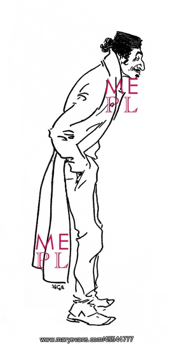 : Study drawing of a Jewish man by Phil May : Study drawing of a Jewish man by Phil May