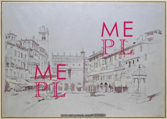 : Study for Detail of the Piazza delle Erbe, Verona : Study for Detail of the Piazza delle Erbe, Verona