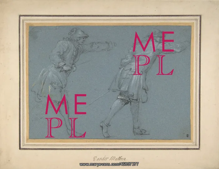 : Study of Two Soldiers Swordfighting, 17th century : Study of Two Soldiers Swordfighting, 17th century