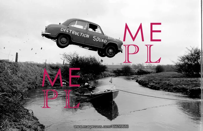 : Stuntman attempts to fly car over river : Stuntman attempts to fly car over river