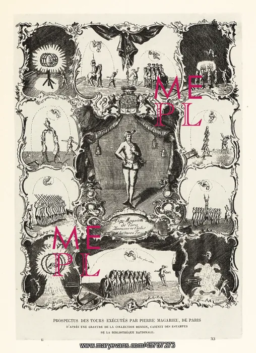 : Stunts performed by acrobat Pierre Magarieu of Paris, 18th C : Stunts performed by acrobat Pierre Magarieu of Paris, 18th C