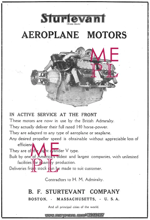 : Sturtevant Aeroplane Motors In Active Service At The Front : Sturtevant Aeroplane Motors In Active Service At The Front