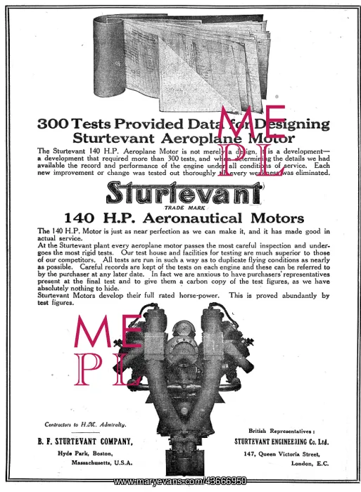 : Sturtevant WW1 Aero Engines : Sturtevant WW1 Aero Engines