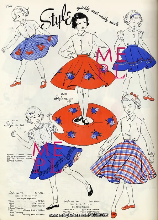 : Style pattern for girls blouses and full-circle skirts : Style pattern for girls blouses and full-circle skirts