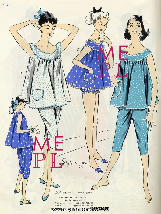 : Style pattern for ladies pyjamas : Style pattern for ladies pyjamas
