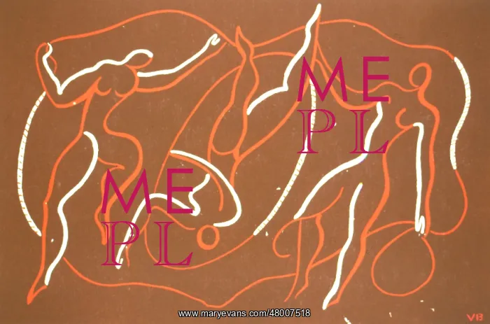  : Stylised design with three human figures