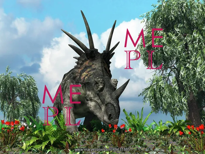 : A Styracosaurus samples flowers of the order Ericales : A Styracosaurus samples flowers of the order Ericales
