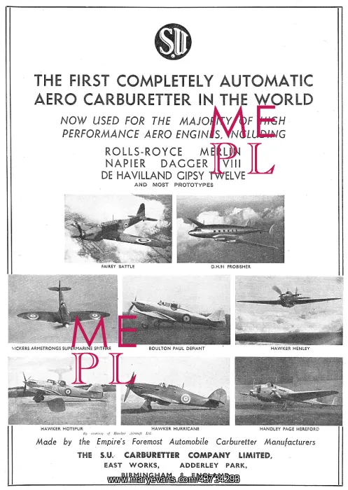 : S.U.Aero Engine Carburetters : S.U.Aero Engine Carburetters