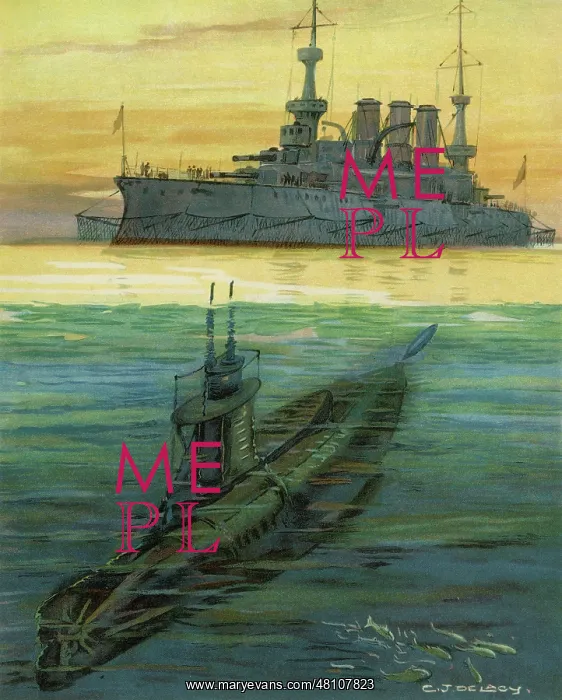: A submarine firing a torpedo : A submarine firing a torpedo