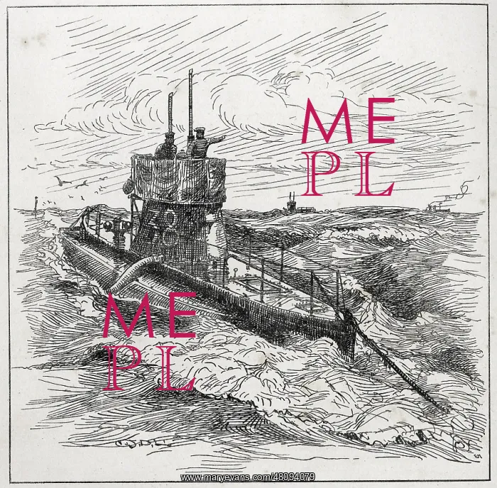 : A submarine at the surface with spotters in the turret : A submarine at the surface with spotters in the turret