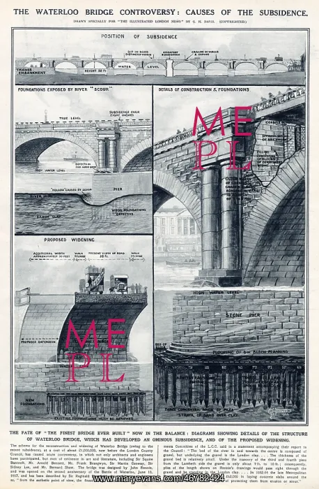 : Subsidence of Waterloo Bridge by G. H. Davis 1924 : Subsidence of Waterloo Bridge by G. H. Davis 1924
