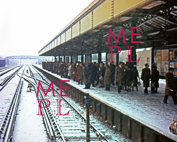 : Suburban railway station under snow : Suburban railway station under snow