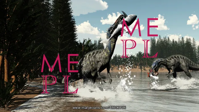 : Two Suchomimus dinosaurs catch a fish and shark : Two Suchomimus dinosaurs catch a fish and shark